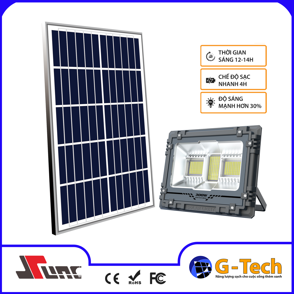 Đèn pha năng lượng mặt trời 300W