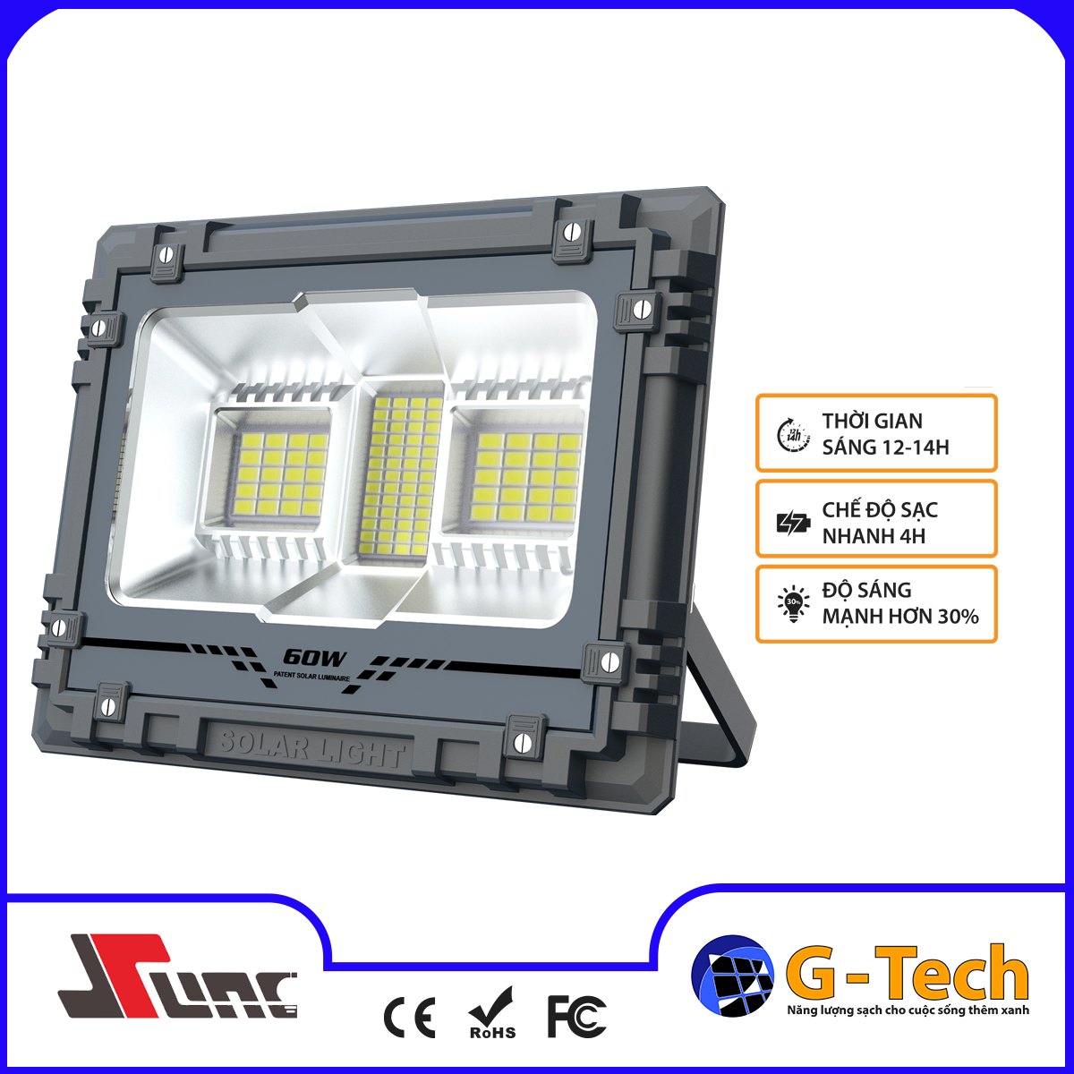 Đèn pha năng lượng mặt trời 60W